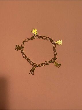 Vintage Solid 14K Gold Italian Woodland Animal Charm Bracelet 3.38g Petite 6.5”